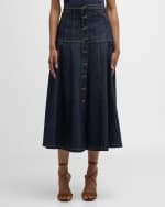 Image 3 of 6: Cinq a Sept Veena Denim Midi Skirt
