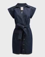 Image 1 of 6: Cinq a Sept Tena Belted Denim Shirtdress