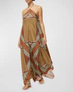 Image 3 of 4: MISA Los Angeles Raban Scarf-Print Tie-Waist Long Halter Dress
