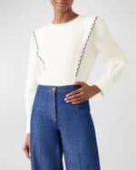 Image 3 of 5: LK Bennett Isabella Embroidered Cotton-Silk Blouse