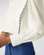 Image 5 of 5: LK Bennett Isabella Embroidered Cotton-Silk Blouse