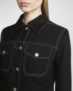 Image 6 of 7: Courreges Wide-Sleeve Denim Trucker Jacket