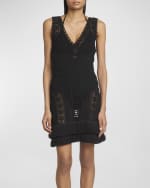 Image 5 of 6: Givenchy Fringed Crochet Knit Sleeveless Mini Dress