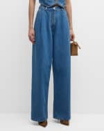 Image 2 of 6: Givenchy High-Rise Pleated Baggy Wide-Leg Denim Pants