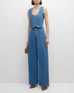 Image 5 of 6: Givenchy High-Rise Pleated Baggy Wide-Leg Denim Pants