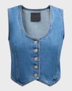 Image 1 of 7: Givenchy Voyou Denim Crop Waistcoat