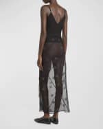 Image 3 of 6: Simone Rocha Sheer Spiral Midi Skirt with Beaded Embellishments