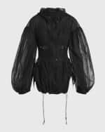 Image 1 of 6: Simone Rocha Puff-Sleeve Parka Jacket with Embellished Corset Bodice