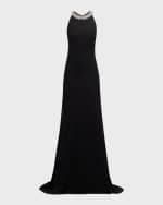 Image 1 of 6: Naeem Khan Crystal Embellished Back Sleeveless Gown