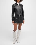 Image 7 of 7: Courreges Buckle Leather Biker Jacket