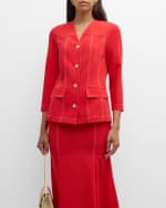 Image 1 of 7: Misook Modern Contrast Stitch Button-Front Jacket