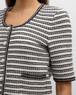 Image 6 of 7: Misook Heritage Chain-Trim Recycled Tweed Knit Jacket