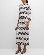 Image 5 of 7: Misook Contrast Chevron Pointelle Soft Knit Maxi Skirt