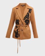 Image 1 of 7: Misook Floral-Embroidered Tailored Twill Jacket