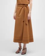 Image 2 of 6: Misook Topstitched Woven Twill Midi Wrap Skirt