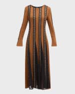 Image 1 of 6: Misook Crochet-Trim Knit Godet Midi Dress