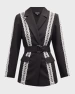 Image 1 of 7: Misook Belted Eyelet-Trim Twill Jacket
