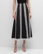Image 2 of 6: Misook Eyelet-Trim Woven Twill Midi Skirt