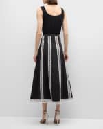 Image 3 of 6: Misook Eyelet-Trim Woven Twill Midi Skirt