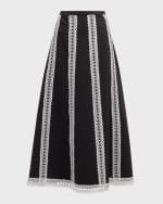 Image 1 of 6: Misook Eyelet-Trim Woven Twill Midi Skirt