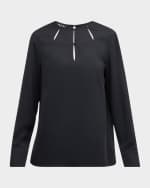 Image 1 of 6: Misook Cutout Crepe De Chine Blouse