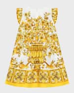 Image 4 of 4: Dolce&Gabbana Girl's Maiolica-Print Dress, Size 4-6