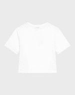 Image 4 of 4: Dolce&Gabbana Girl's Embellished Interlocked Logo-Print T-Shirt, Size 4-6
