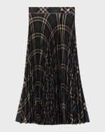 Image 1 of 5: Burberry Pleated Check Midi Skirt with Slit