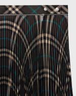Image 5 of 5: Burberry Pleated Check Midi Skirt with Slit