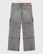 Image 5 of 5: Versace Boy's Washed Grey Cargo Pants, Size 4-6