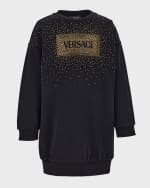 Image 2 of 2: Versace Girl's Bedazzled Logo-Print Sweater Dress, Size 4-6