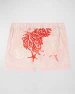 Image 5 of 5: Versace Boy's Starfish-Print Barocco-Trim Shorts, Size 4-6