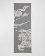 Image 1 of 3: Burberry Men's Cotton-Wool Knight EKD Scarf