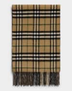 Image 1 of 2: Burberry Men's Cashmere Reversible Check Scarf