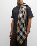 Image 3 of 3: Burberry Men's Cashmere Half Mega Check Scarf