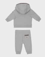 Image 2 of 3: Moncler Boy's Two-Piece Tri-Stripe Hoodie & Sweatpants Set, Size 6M-3