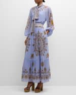 Image 2 of 6: La DoubleJ Athena Placee Embroidered Maxi Dress with Tie Neck