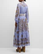 Image 3 of 6: La DoubleJ Athena Placee Embroidered Maxi Dress with Tie Neck