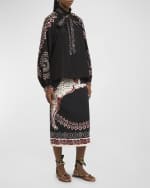 Image 2 of 7: La DoubleJ Cerere Placee Printed Blouse with Tie Neck