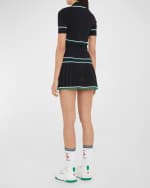 Image 4 of 7: CASABLANCA Striped Short-Sleeve Crop Polo Shirt