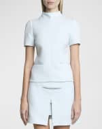 Image 3 of 6: Courreges Mock-Neck Short-Sleeve Twill Top