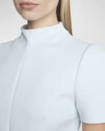 Image 5 of 6: Courreges Mock-Neck Short-Sleeve Twill Top