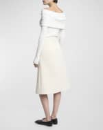 Image 3 of 6: Courreges Tailored Heritage Crepe Zip-Slit Skirt