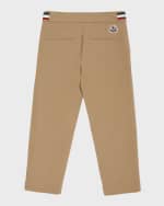 Image 2 of 6: Moncler Boy's Tri-Stripe Twill Trousers, Size 4-6