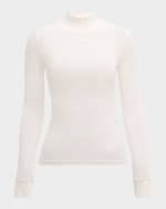 Image 1 of 6: Courreges Re-Edition Mock-Neck Long-Sleeve Fitted Top