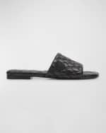Image 1 of 6: Burberry Quilted Leather Flat Slide Sandals