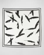 Image 1 of 4: Alexander McQueen Feather Silk Twill Square Scarf
