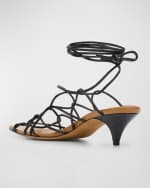 Image 3 of 6: Khaite Arden Strappy Caged Ankle-Tie Sandals