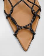 Image 4 of 6: Khaite Arden Strappy Caged Ankle-Tie Sandals