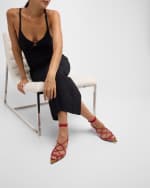 Image 2 of 6: Khaite Arden Strappy Caged Ankle-Tie Sandals